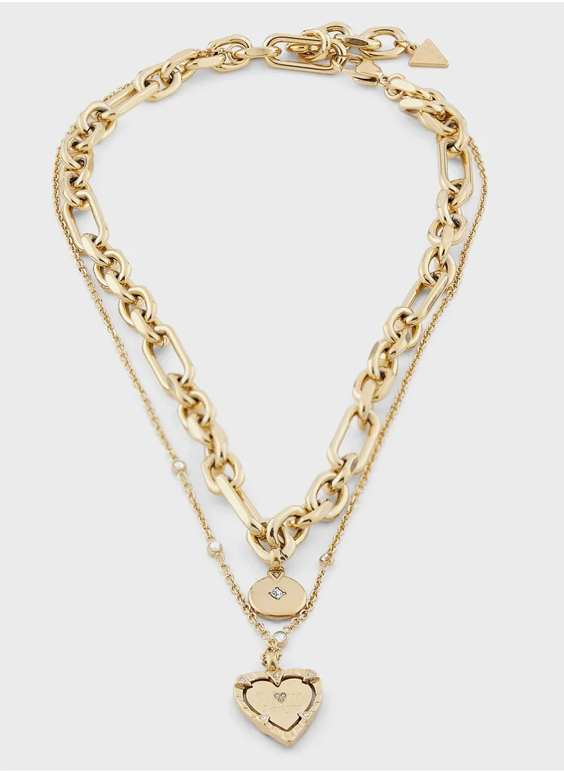 GUESS Round Harmony Double Layered Necklace