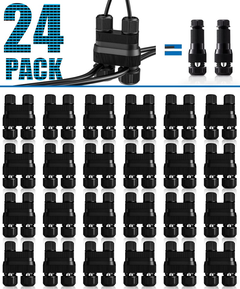 SUNVIE Fastlock2 Low Voltage Wire Connector Landscape Lighting Connectors 12-18 Gauge Waterproof Low Voltage Connectors Outdoor Landscape Wire Connector for Garden Yard Path Lights, 24 Pack - Image 1