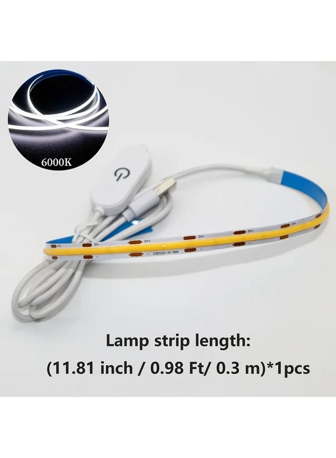 11.81 Inch COB LED Strip Light Bright White 6500K USB 5V Touch Switch Dimmable - Image 1