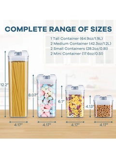 Arabest 7 Pack Airtight Kitchen Storage Organizer, Stackable Boxes Containers with Labels, Cereal & Dry Food Storage Containers for Sugar, Snack, Baking Supplies  - Image 5