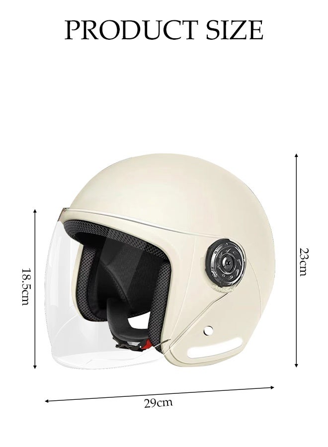 DUNISO 3C Certified Electric Vehicle Helmet，Winter Motorbike Half helmet with Long Goggles，Safe and Comfortable，Breathable, Sturdy and Durable，Unisex，Beige  - Image 2