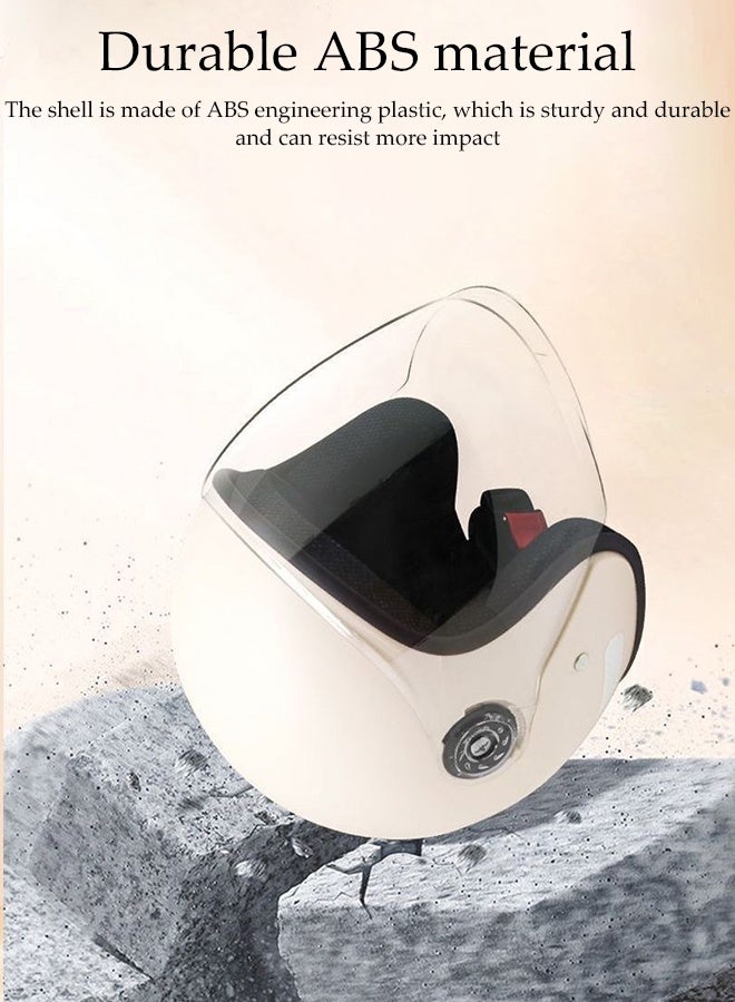 DUNISO 3C Certified Electric Vehicle Helmet，Winter Motorbike Half helmet with Long Goggles，Safe and Comfortable，Breathable, Sturdy and Durable，Unisex，Beige  - Image 3