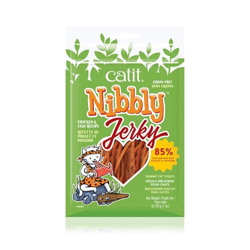 Catit Nibbly Jerky Cat Treats, Chicken & Fish Recipe - Grain-Free Cat Treat White 1 Ounce (Pack of 1) - Image 4