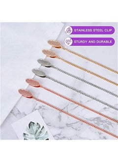 Generic 6-Piece Napkin Clips Set with Flexible Chains and Lanyard Clip for Dental, Kids, Adult, and Elderly - Silver, Gold, Rose Gold Colors  - Image 4
