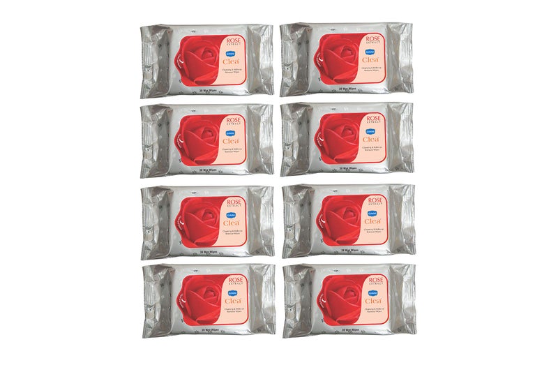 GINNI CLEA Cleansing Makeup Remover Wipes (pack of 8) (30 wipes per pack) (ROSE) - Image 1