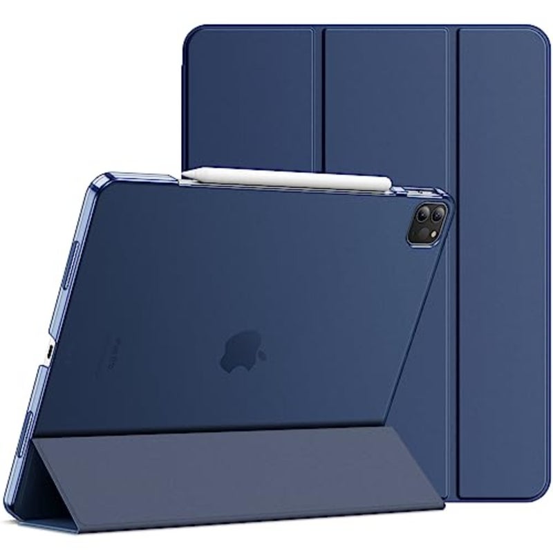 حافظة JETech لجهاز iPad Pro مقاس 12.9 بوصة الجيل السادس/الخامس، موديل 2022/2021، غطاء خلفي صلب رفيع مع غطاء ذكي مع تنبيه/غفو تلقائي (كحلي) - Image 1