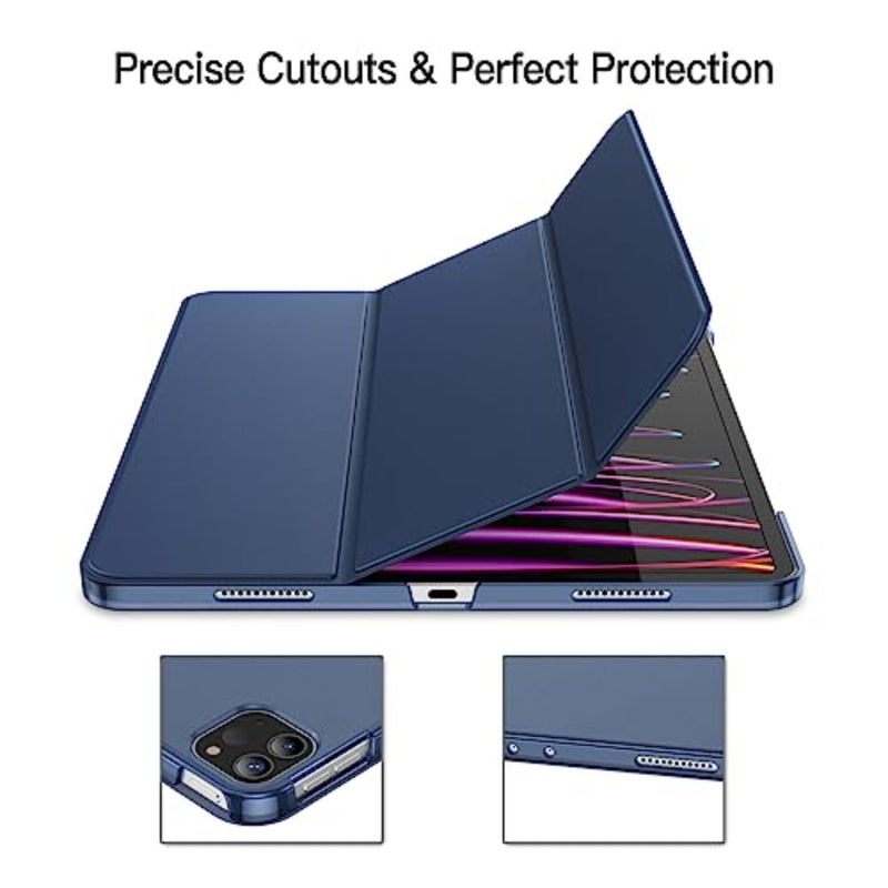 حافظة JETech لجهاز iPad Pro مقاس 12.9 بوصة الجيل السادس/الخامس، موديل 2022/2021، غطاء خلفي صلب رفيع مع غطاء ذكي مع تنبيه/غفو تلقائي (كحلي) - Image 3