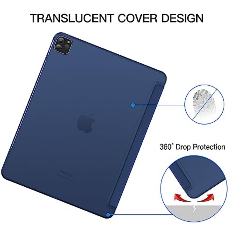 حافظة JETech لجهاز iPad Pro مقاس 12.9 بوصة الجيل السادس/الخامس، موديل 2022/2021، غطاء خلفي صلب رفيع مع غطاء ذكي مع تنبيه/غفو تلقائي (كحلي) - Image 4