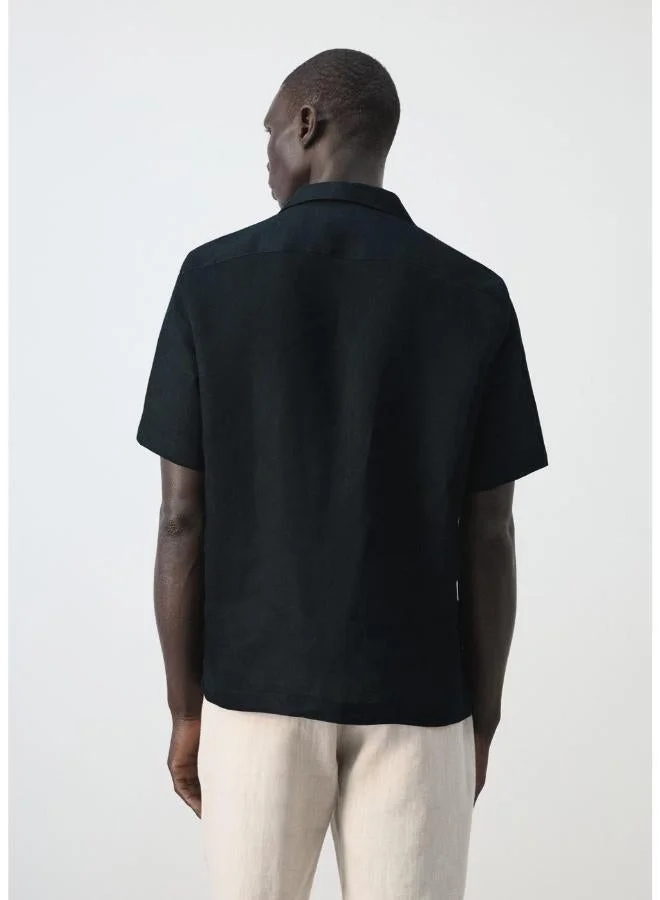 مانجو مان 100% linen bowling-collar shirt