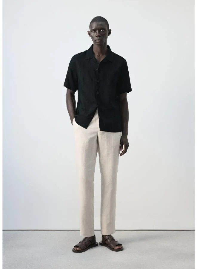 Mango Man  100% linen bowling-collar shirt for Men | Best Price UAE