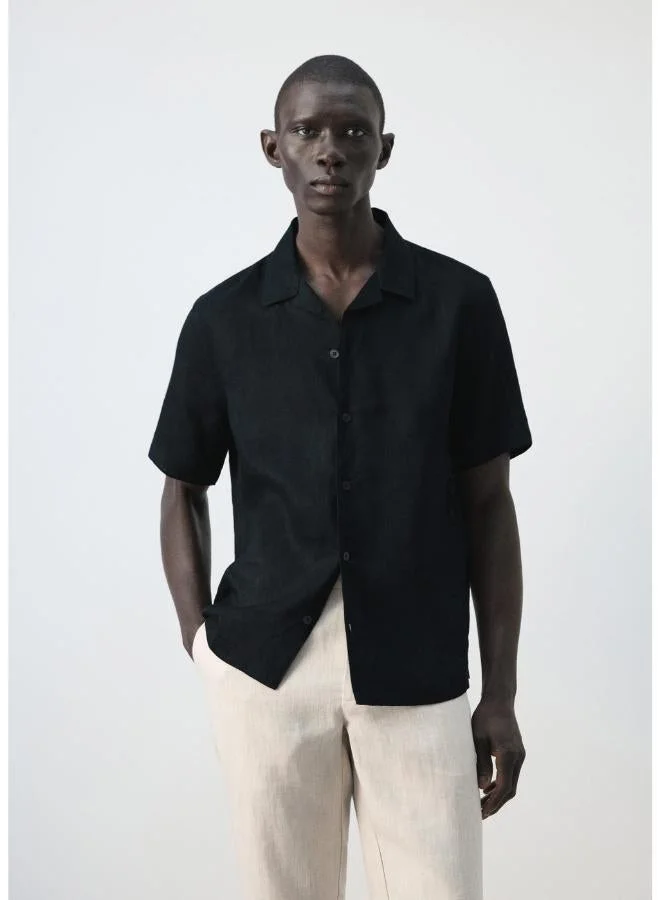 Mango Man  100% linen bowling-collar shirt for Men | Best Price UAE