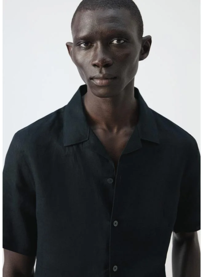 مانجو مان 100% linen bowling-collar shirt