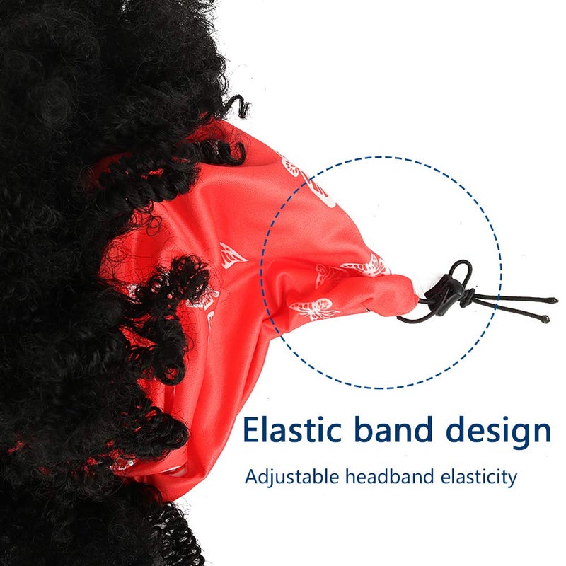 Aisaide Short Afro Kinky Curly Wigs for Black Women,Synthetic High Puff Afro Ponytail Drawstring Black Wig with Bangs Wrap Wigs 2 in 1 Afro Headwrap Wig with Headband Attached Turban Wig Scarf - Image 4