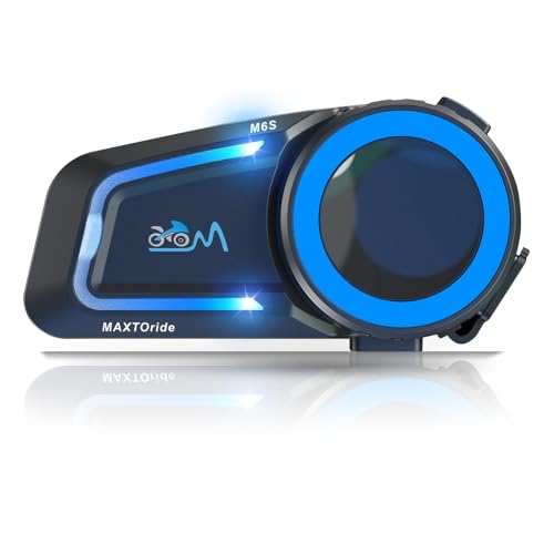 MAXTO Motorcycle Bluetooth Headset M6S,Mesh Intercom1000M Communication Systems 8 Riders Motorcycle Helmet Speaker, BT5.0 Double Chip CVC+DSP Noise Cancellation Music Sharing IP67(1 Pack) - Image 1