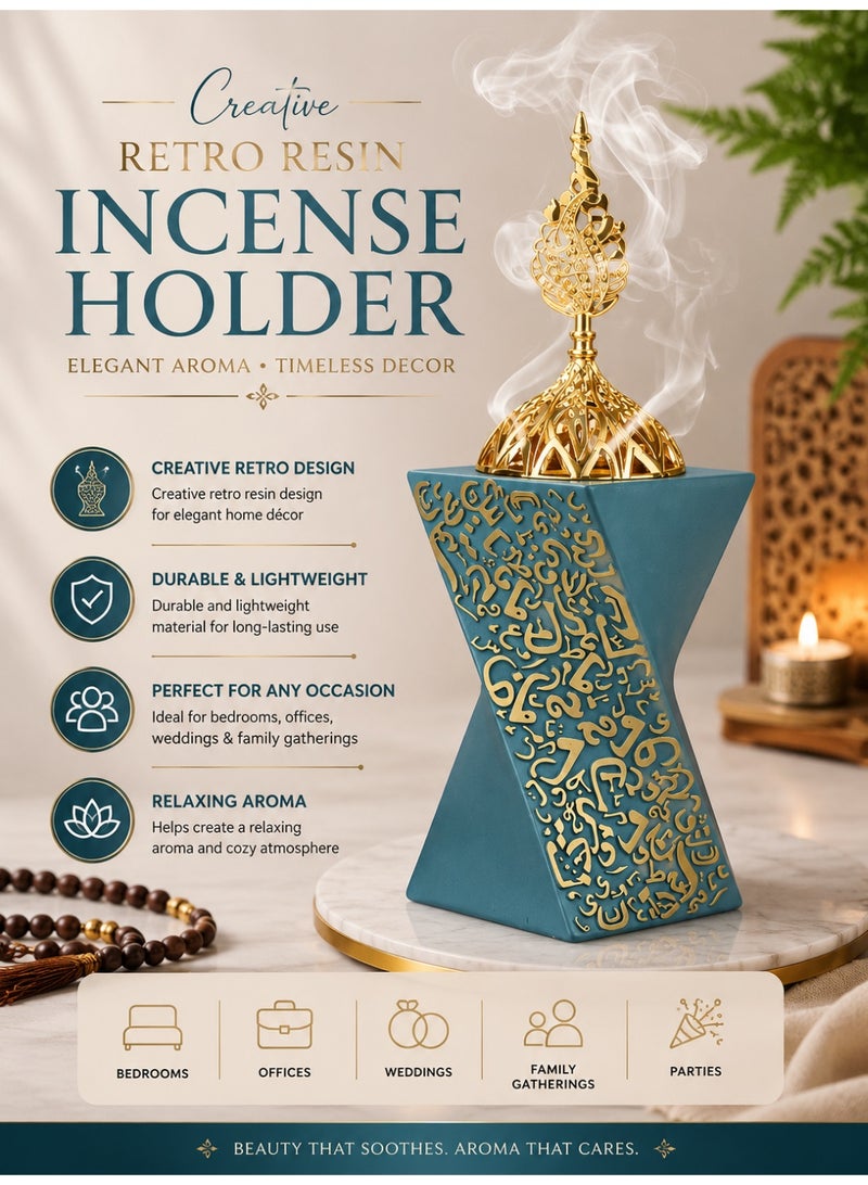 Creative Resin Incense Holder for Bedroom & Home Decoration | Retro Aroma Burner for Office Desk, Candlelight Dinner & Room Ambience | Elegant Tabletop Decor for Weddings, Parties & Family Gatherings | Stylish Decorative Incense Holder for Multiple Occasions - Image 1