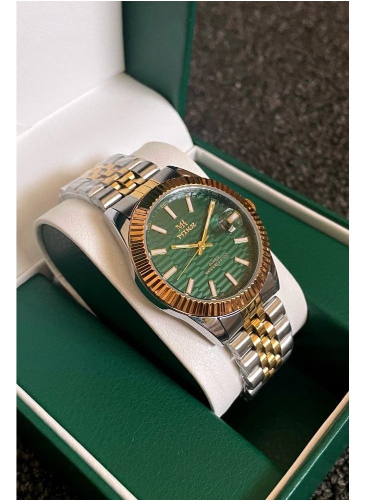 MIKE Mens Watch With A Classic Two Tone Design Green Dial  - Image 1