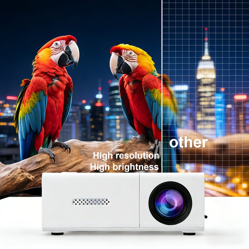 White Portable Mini Projector Compact USB Powered Built In Speaker Supports Full HD For Home Theater Smartphone Tablet And Office Use No Adapter Required - Image 3