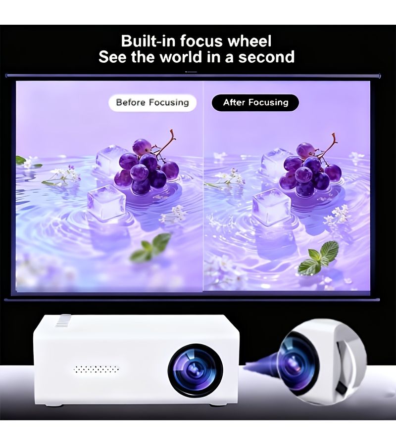 White Portable Mini Projector Compact USB Powered Built In Speaker Supports Full HD For Home Theater Smartphone Tablet And Office Use No Adapter Required - Image 4