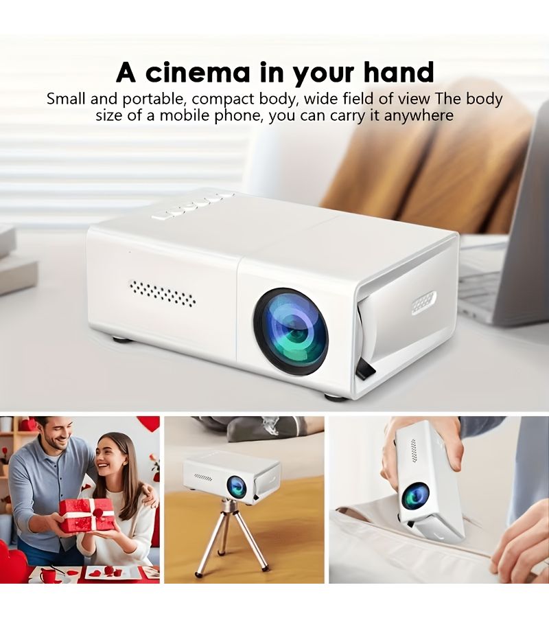 White Portable Mini Projector Compact USB Powered Built In Speaker Supports Full HD For Home Theater Smartphone Tablet And Office Use No Adapter Required - Image 5