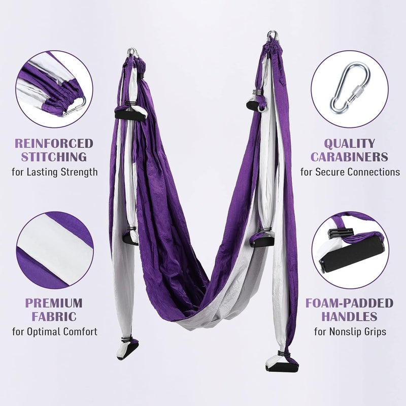 ZELUS Aerial Yoga Swing Sling Strong Yoga Hammock Kit Set Trapeze Inversion Equipment Include 2 Extensions Straps and Ceiling Mounting Kit - Image 3