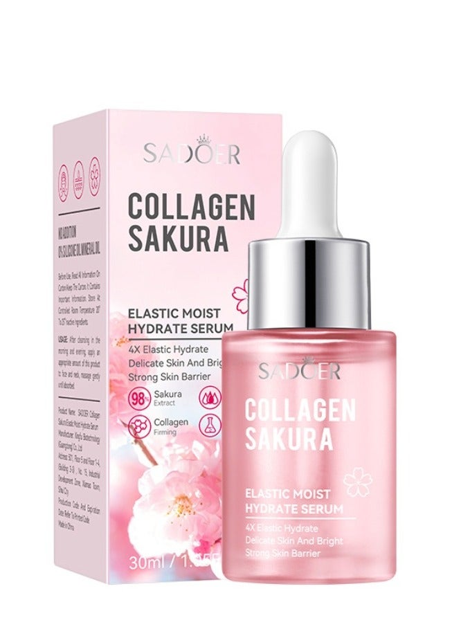 SADOER 30 ml Collagen Sakura Face Serum, Sakura Facial Serum for Anti-Wrinkle, Anti-Ageing, Moisture Refreshing Sakura Essence, Brighten Skin Tone, Rejuvenate Skin Balance - Image 1