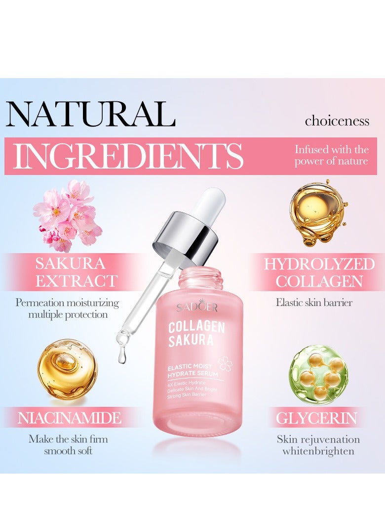 SADOER 30 ml Collagen Sakura Face Serum, Sakura Facial Serum for Anti-Wrinkle, Anti-Ageing, Moisture Refreshing Sakura Essence, Brighten Skin Tone, Rejuvenate Skin Balance - Image 5