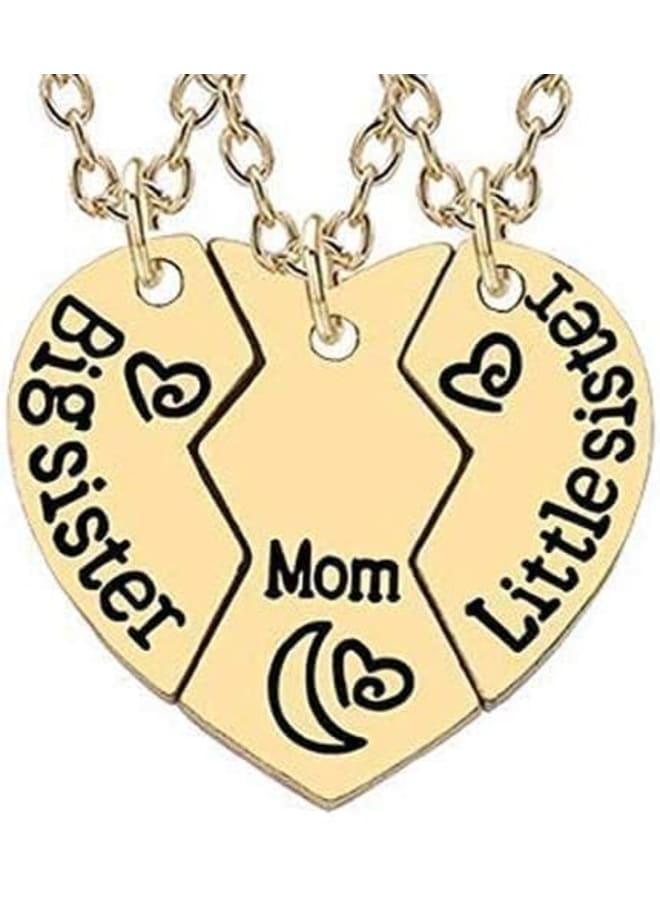Lovelegis Three Necklaces for Women - Heart - Heart for 3 - Split - Parts - Mom - Big Sister - Little Sister - Elder Sister - Minor - Christmas - Gold Colour - Gift Idea - Image 2