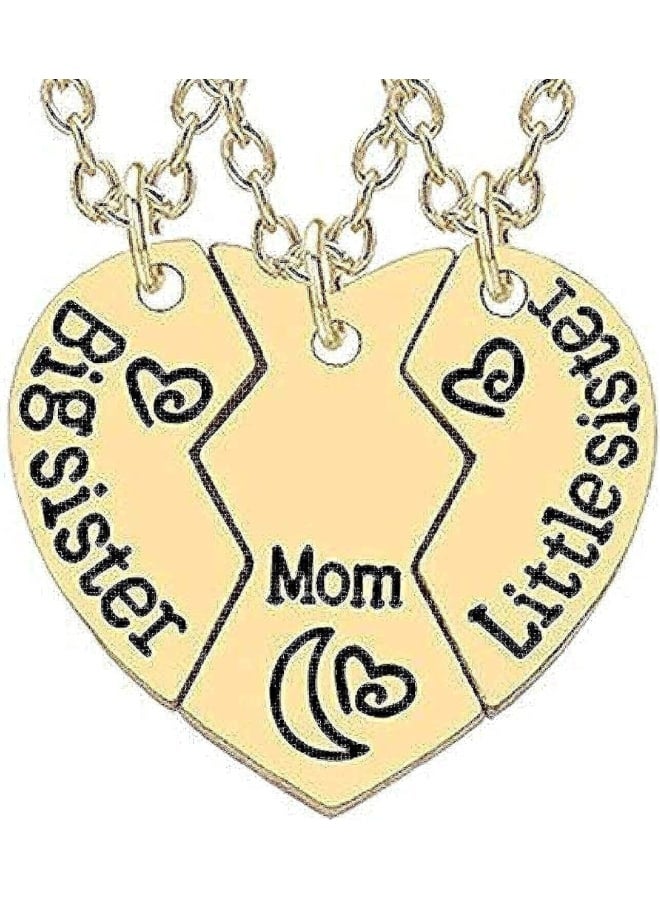 Lovelegis Three Necklaces for Women - Heart - Heart for 3 - Split - Parts - Mom - Big Sister - Little Sister - Elder Sister - Minor - Christmas - Gold Colour - Gift Idea - Image 1