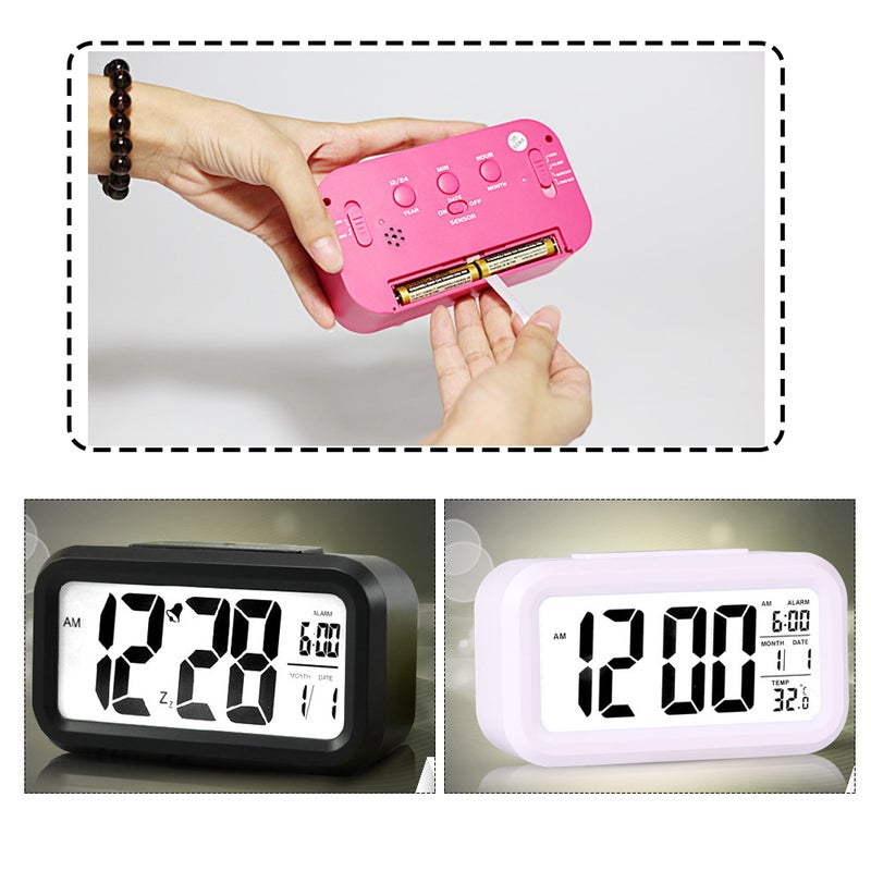 ساعة رقمية إلكترونية ذكية توضع بجانب السرير بشاشة كبيرة وإضاءة ليلية للأطفال unisex - Image 3