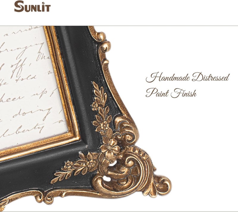 Sunlit Vintage Photo Frame 20 x 25 cm, Luxury Antique Photo Frames with Glass Front Photo Display, Wall Hanging on Table, Gift Ideas, Black - Image 5