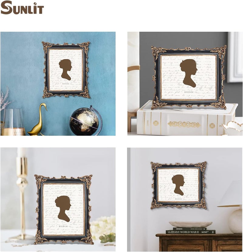 Sunlit Vintage Photo Frame 20 x 25 cm, Luxury Antique Photo Frames with Glass Front Photo Display, Wall Hanging on Table, Gift Ideas, Black - Image 4