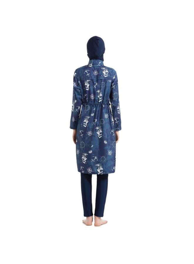 Joychic Muslim Long Burkini - Full-Coverage Modest Swimsuit, Zip Long-Sleeve Cinched Waist UV-Protective Swimwear - Image 2