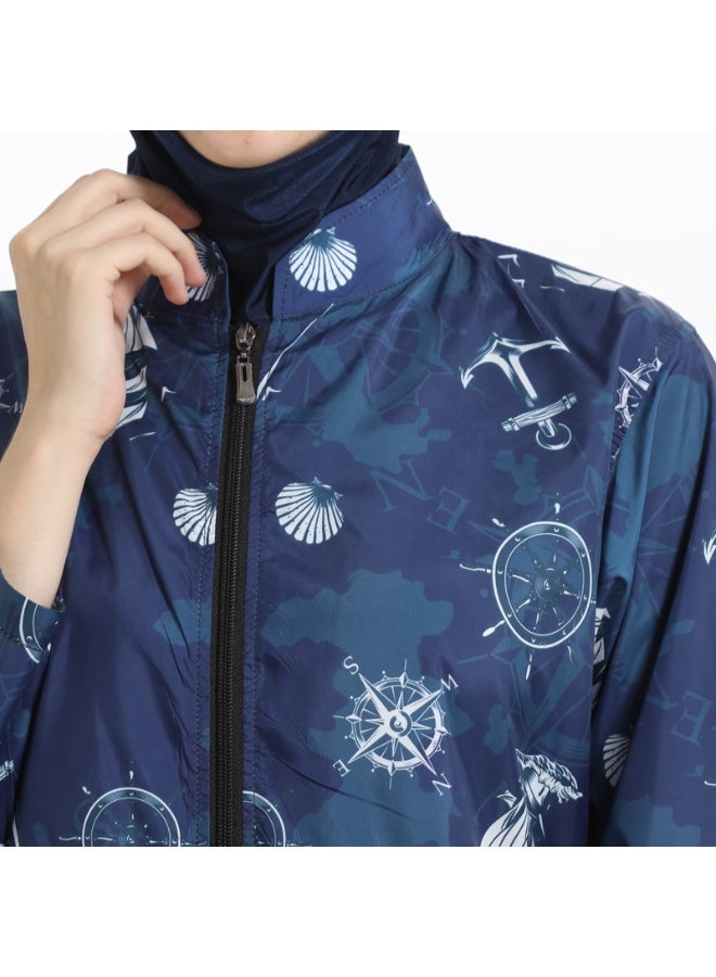 Joychic Muslim Long Burkini - Full-Coverage Modest Swimsuit, Zip Long-Sleeve Cinched Waist UV-Protective Swimwear - Image 4