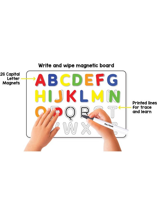 Play Panda Kids Magnetic Learn To Write Capital Letters - Includes Write And Wipe Magnetic Board, 26 Capital Letter Magnets, Dry Erase Sketch Pen And Duster - Simplify Teaching & Learning, Red - Image 3
