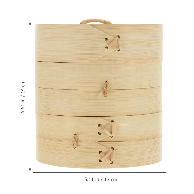 3 Pcs 13cm Round Food Steamer Basket Set With Lid For Dim Sum Dumplings And Buns - Image 3