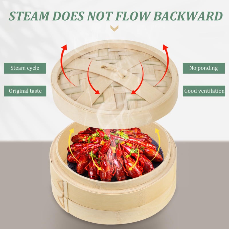 3 Pcs 13cm Round Food Steamer Basket Set With Lid For Dim Sum Dumplings And Buns - Image 4