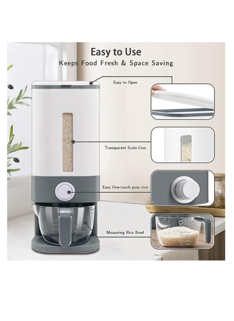 Generic 25 Lbs Rice Dispenser, Large 25 Pounds Cereal Dry Food Storage Container with Measuring Cup, Airtight,Moisture Proof,Upgraded Household Cereal Dispenser Bucket for Rice, Grain, Soybean Corn & Oatmeal  - Image 2