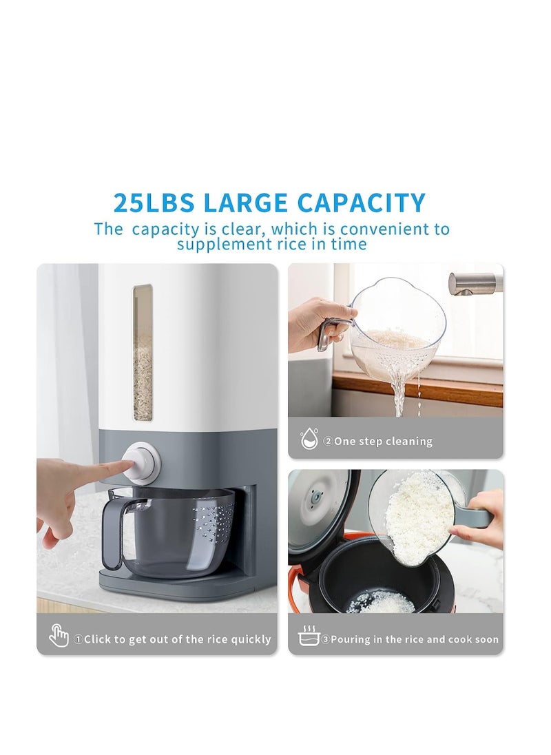 Generic 25 Lbs Rice Dispenser, Large 25 Pounds Cereal Dry Food Storage Container with Measuring Cup, Airtight,Moisture Proof,Upgraded Household Cereal Dispenser Bucket for Rice, Grain, Soybean Corn & Oatmeal  - Image 4