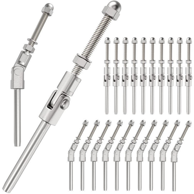 BLIKA 20 Pack 3/16" T316 Stainless Steel 180 Degree Adjustable Angle Swage Threaded Stud Tension End, Cable Railing Kits for Wood Post or Metal Post, 3/16" Cable Railing Hardware - Image 1