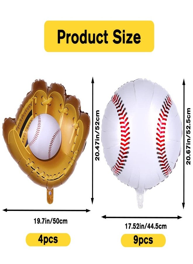 YUJUN 13PCS Baseball Balloons,Baseball Jumbo Glove Foil Mylar Sports Balloons for Birthdays Party Baseball Sports Themed Party Decorations Supplies (20in) - Image 2