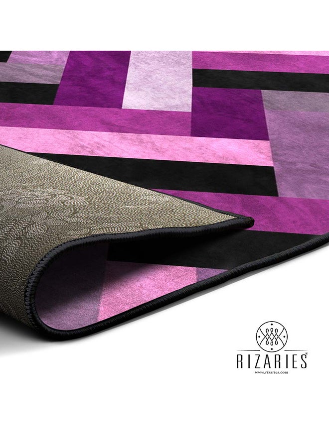 RIZARIES سجادة مركزية بخطوط بنفسجية، قماش، مستطيلة - Image 3