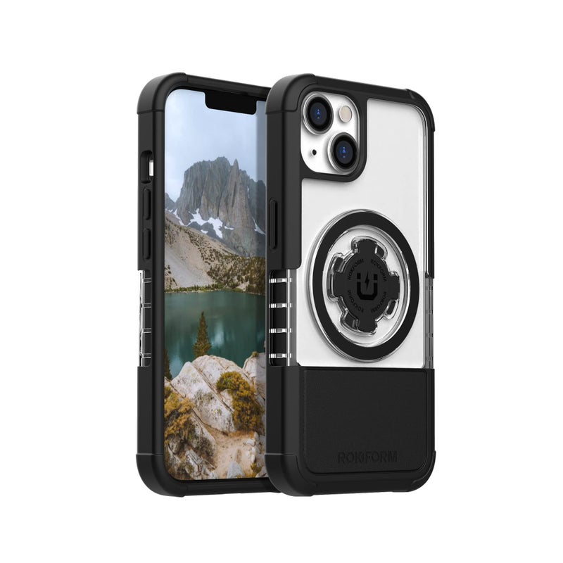 Rokform iPhone 14 Case Crystal Series Dual Magnetic Clear Apple Case iPhone Cover with RokLock Twist Lock Slim Drop Tested Armor Clear