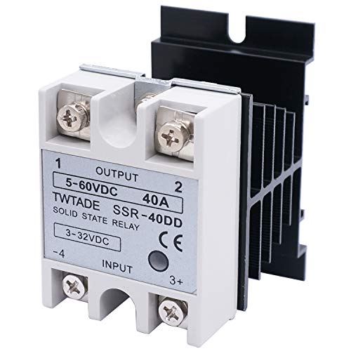 TWTADE SSR-40 DD 40A DC 3-32V to DC 5-60V SSR Solid State Relay + Heat Sink - Image 1