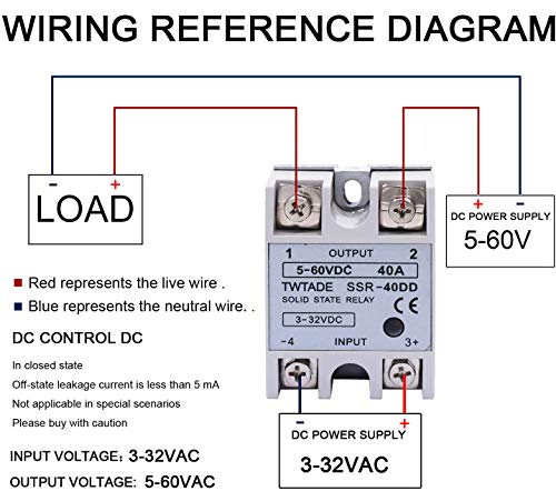 TWTADE SSR-40 DD 40A DC 3-32V to DC 5-60V SSR Solid State Relay + Heat Sink - Image 2