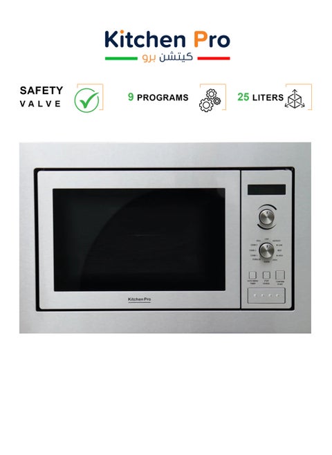 Built-in Microwave with Grill - 25 Liters - 9 Programs - 5 Functions - Silver - KP-25MW