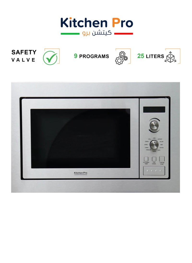 kitchen Pro - Built-in Microwave with Grill - 25 Liters - 9 Programs - 5 Functions - Silver - KP-25MW - Image 1