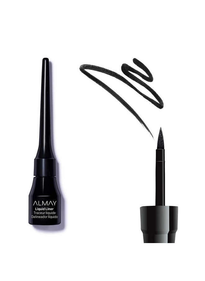 Almay Almay Liquid Eyeliner, Waterproof, Fade-Proof Eye Makeup, Easy-to-Apply Liner Brush, 221 Black, 0.1 Oz  - Image 1