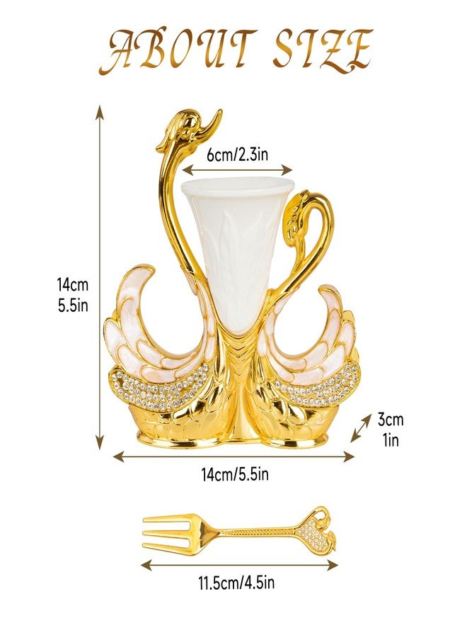 Xinally Gold Dessert Forks, Swan Base With 6 Pcs Mini Forks Set,4.5" Charcuterie Forks- Very Suitable for Dessert Shops or Family Use - Image 2