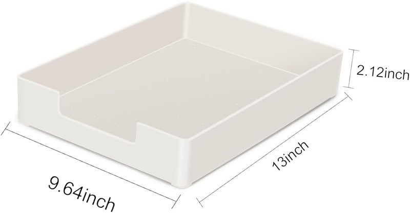 RHONZHAO Desk Letter Tray, 2 PCS A4 Size Plastic Stackable File Document Organizer, Office Desktop File Paper Holder, Anti-Skid Stacking Support for Office Supplies (2X White) - Image 3