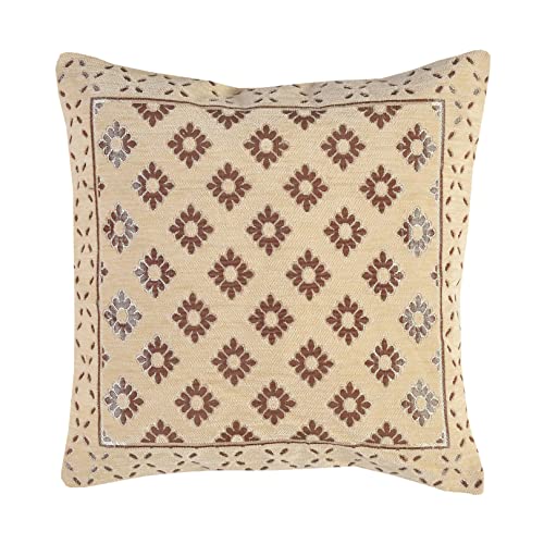 FRESH FROM LOOM 500 Tc Jacquard Soft Velvet Cushion Covers | Hypo-Allergenic | Washable | Non-Fade Diwan Sofa Pillow Covers for Home (Size - 16 X16 Inch, Color - Cream) - Set of 5pc, 240 TC - Image 3